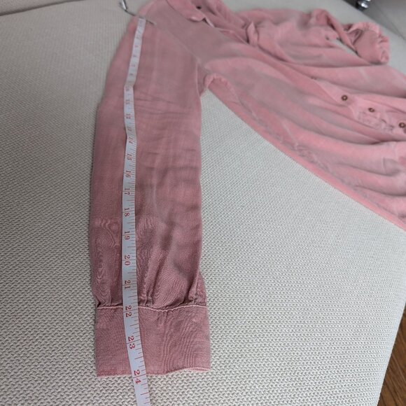 Stradivarius, Linen-like Blush Pink Roll-up Sleeve Blouse, Size L - Picture 12 of 14